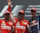 Fernando Alonso, Felipe Massa, Sebastian Vettel, Hockenheim, Grand Prix d'Allemagne (2010) (1er, 2e et 3e annonces)