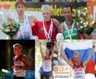 Stanislav Emelyanov 20 km de marche champion, Alex Schwazer et Joao Vieira (2e et 3e) de l'athlétisme européen de Barcelone 2010