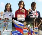 Natalia Antiuj 400m haies champion, Vania Stambolova et Perri Shakes-Drayton (2e et 3e) de l'athlétisme européen de Barcelone 2010