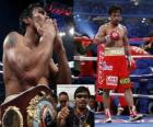 Manny Pacquiao a également connu sous le nom de Pac-Man, est un boxeur professionnel Filipino.