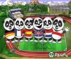 Plusieurs Panfu panda T-shirts de certaines équipes nationales