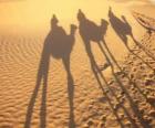 Les trois Rois Mages à dos de chameaux sur le chemin de Bethléem