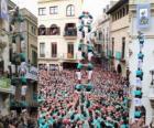 Historique construction humaine, 'castell', tour de deux persones pour huit étages, soulevé et déchargées par Castellers de Vilafranca le 1 Novembre, 2010