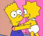 Bart en prenant soin de sa sœur Maggie