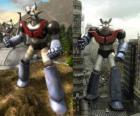 Mazinger Z, dans deux images dans le domaine et l'autre dans la ville