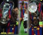 Éric Abidal collecte en tant que capitaine de la Coupe, Ligue des Champions 2010-2011