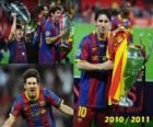 Leo Messi célébrant la Ligue des Champions 2010-2011