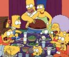 La famille Simpson sur le jour de Thanksgiving, où les familles se rassemblent pour manger