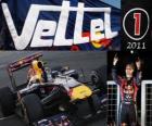 Sebastian Vettel, champion du monde de F1 2011 avec Red Bull Racing, est le plus jeune champion du monde