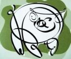 Le porc, signe de Porc, l'année du Porc en astrologie chinoise. Le dernier des douze animaux du zodiaque chinois