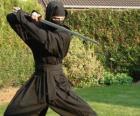 Guerrier Ninja et se battre avec le katana