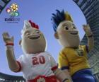 Slavek et Slavko les mascottes de l'UEFA EURO 2012 Pologne - Ukraine