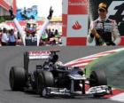 Pastor Maldonado célèbre sa victoire dans le Grand Prix d'Espagne (2012)