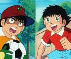 Le footballeur Olive et son amie Genzo Wakabayashi qui joue comme gardien de but