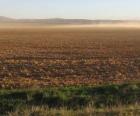 Paysage rural avec un champ labouré au premier plan