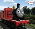 James, la locomotive splendide avec nombre 5 en couleur rouge