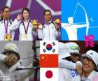 Podium tiré du tir à l'arc féminin, Corée du Sud, la Chine et le Japon - Londres 2012 -