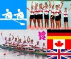 Podium d'aviron Huit homme, Allemagne, Canada et Royaume-Uni - Londres 2012-