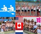 Podium Aviron huit femme, États-Unis, Canada et Pays-Bas - Londres 2012 -