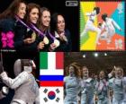 Podio d'escrime fleuret féminin par équipes, Italie, la Russie et la Corée du Sud - Londres 2012-