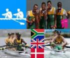 Ppodium Aviron quatre sans barreur poids légers homme, Afrique du Sud, Royaume-Uni et le Danemark - Londres 2012-