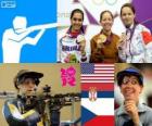 Podium tir carabine à 50 m 3 positions femmes, Jamie Lynn Gray (États-Unis), Ivana Maksimović (Serbie) et Adela Sykorova (République tchèque) - Londres 2012-