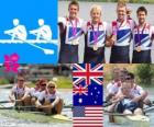 Podium aviron 4 sans barreur hommes, Royaume Uni, en Australie et aux États-Unis - Londres 2012-