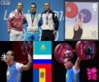 Podium Haltérophilie 94 kg hommes, Ilya Ilyin (Kazakhstan), Alexandr Ivanov (Russie) et Anatoly CIRICU… (Moldavie) - Londres 2012-