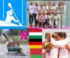 Podium en canoë-kayak en eaux calmes K4 500 m femmes, Hongrie, Allemagne et le Belarus, Londres 2012