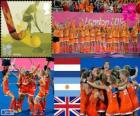 Podium hockey sur gazon féminin, Pays-Bas, Argentine et le Royaume-Uni, Londres 2012