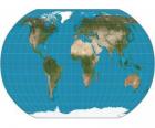 Carte de la terre. Carte avec la projection de Robinson qui permet la représentation du monde entier