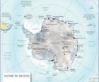 Carte de l'Antarctique. Le pôle sud est sur le continent Antarctique