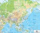 Carte de la Russie et l'Asie. Le continent asiatique est le plus grand et le plus peuplé de la terre