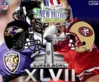 Super Bowl 2013. San Francisco 49ers vs Baltimore Ravens. Superdôme, New Orleans