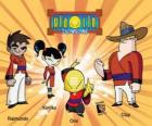 Les quatre guerriers Xiaolin: Raimundo, Kimiko, Omi et Clay