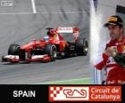 Fernando Alonso fête sa victoire dans le Grand Prix d'Espagne 2013