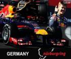 Sebastian Vettel célèbre sa victoire dans le Grand Prix d'Allemagne 2013