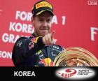 Sebastian Vettel célèbre sa victoire dans le Grand Prix de Corée 2013