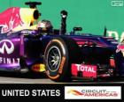 Sebastian Vettel célèbre sa victoire dans le Grand Prix des États-Unis 2013