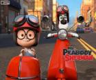 M. Peabody et Sherman sur le motocycle avec side-car