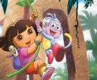 Dora et Babouche dans l'une de ses aventures