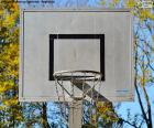 Panier de basket-ball ou basketball, formé par l'anneau situé à 3,05 m du sol, le réseau et le planche