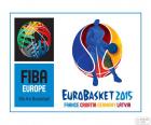 Logo de l'EuroBasket 2015. Championnats d'Europe de la FIBA Eurobasket 2015. Le Championnat se déroule dans quatre pays, Allemagne, France, Croatie et Lettonie