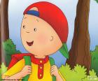 Caillou heureux sur le chemin de l'école