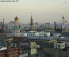 Vue sur le centre de Moscou, le Kremlin, la cathédrale Saint-Basile, la cathédrale de Kazan, etc...