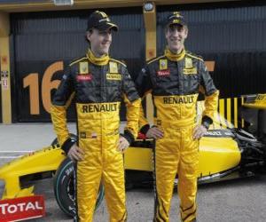Puzzle Robert Kubica et Vitaly Petrov, les pilotes de la Scuderia Renault F1