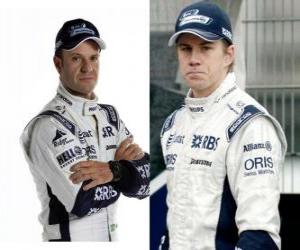 Puzzle Rubens Barrichello et Nicolas Hülkenberg, les pilotes de l'équipe Williams F1