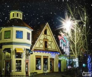 Puzzle Rue avec des lumières de Noël