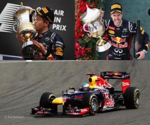 Puzzle Sebastian Vettel célèbre la victoire au Grand Prix du Bahreïn (2012)
