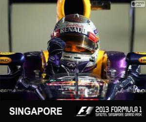 Puzzle Sebastian Vettel célèbre sa victoire dans le Grand Prix de Singapour 2013